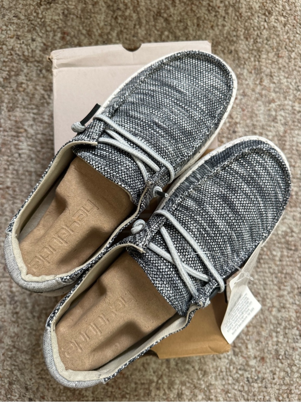 Hey Dude Heathered Grey Knit Slip-On Sneakers